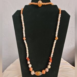 Natural Stone And Glass Bead Necklace